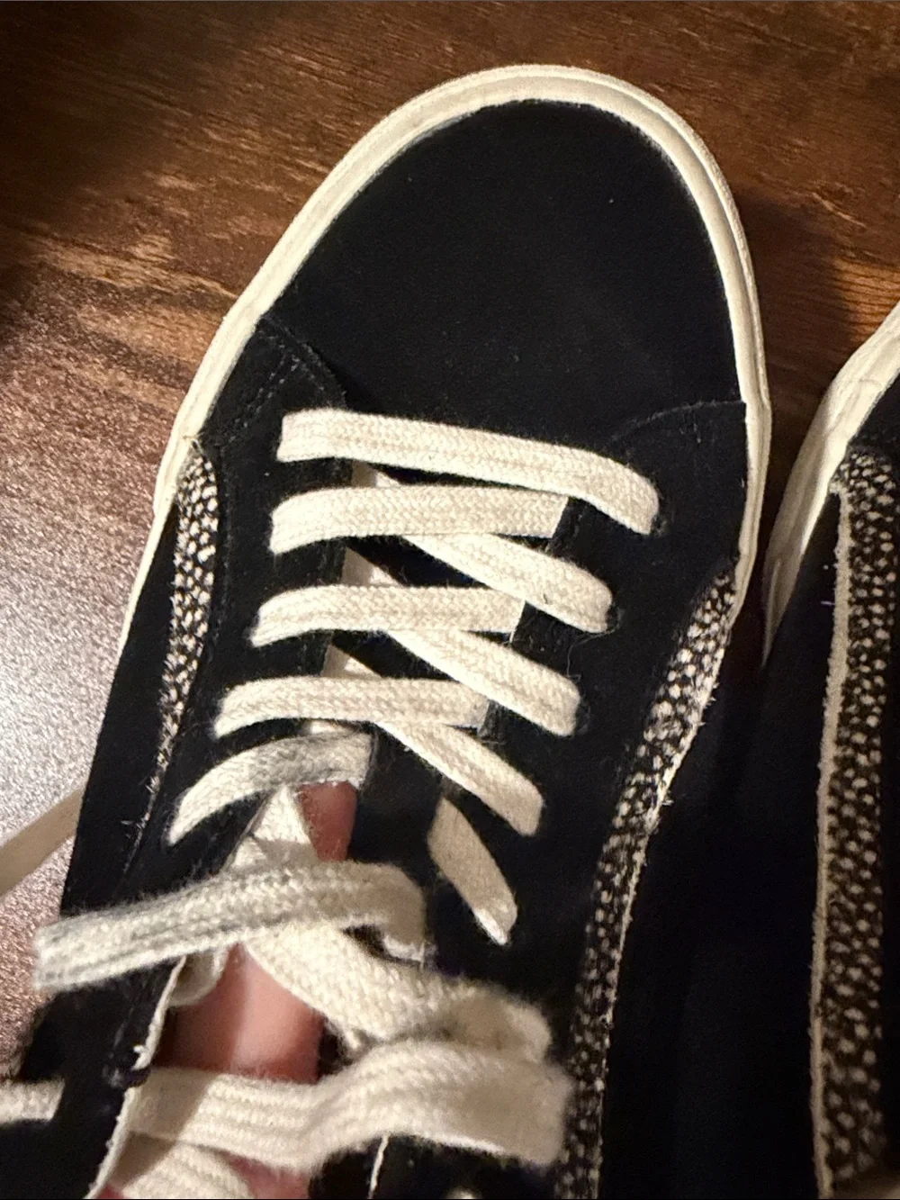 Madewell Black Suede Lace-Up Sneakers with Leopard Accent